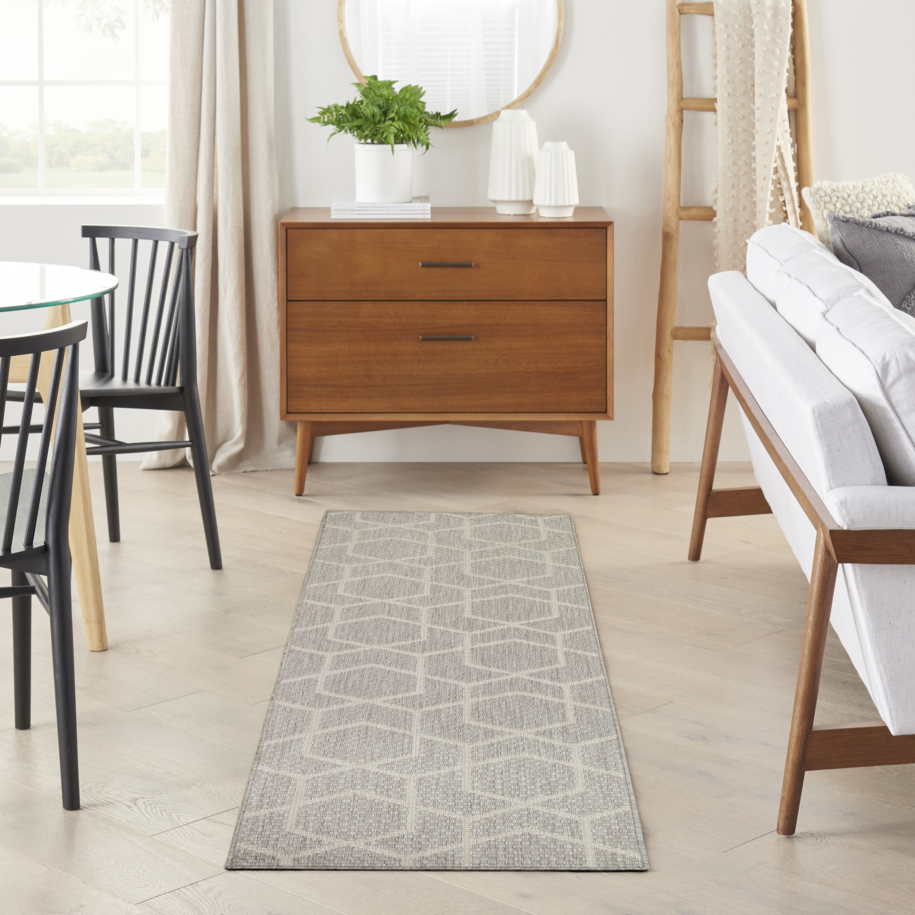 Nourison Horizon Indoor/Outdoor 2'2" x 8' Grey Modern Rug