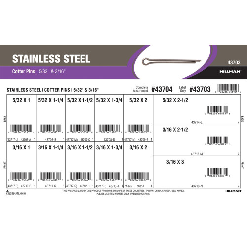 Stainless Steel Cotter Pins Assortment (5/32