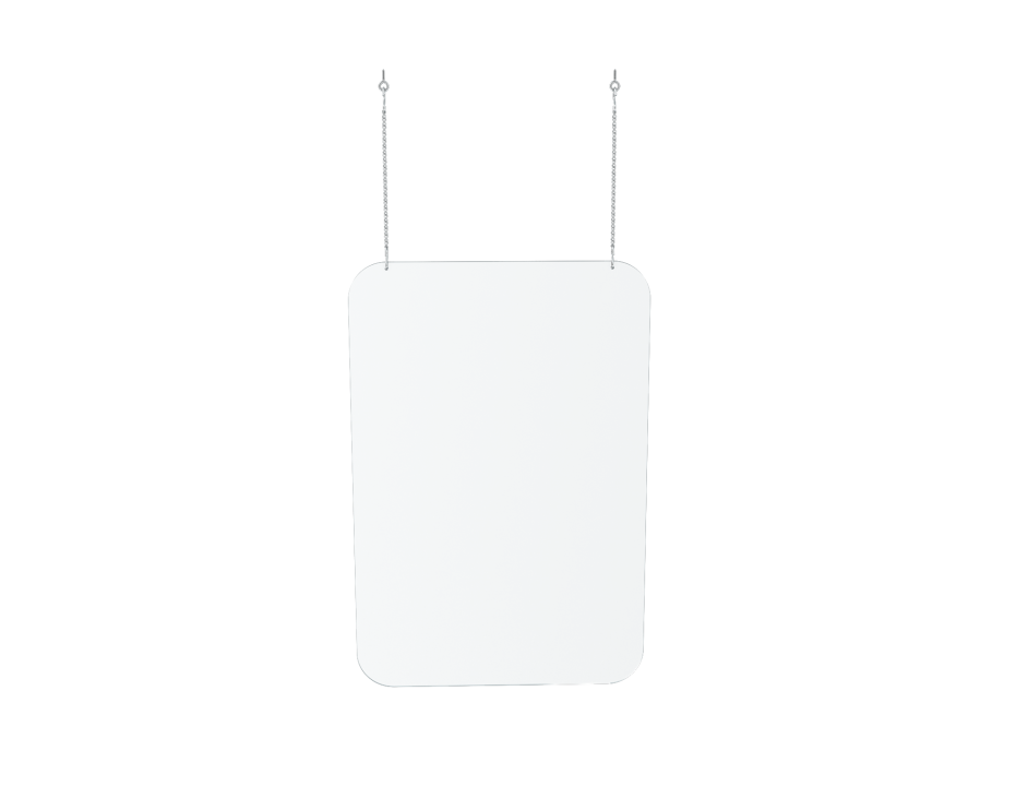 23 1/2-inch x 35 1/2-inch hanging safety guard with flat acrylic panel