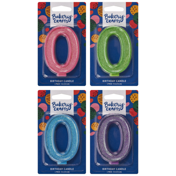 0 Glitter Numeral Candles