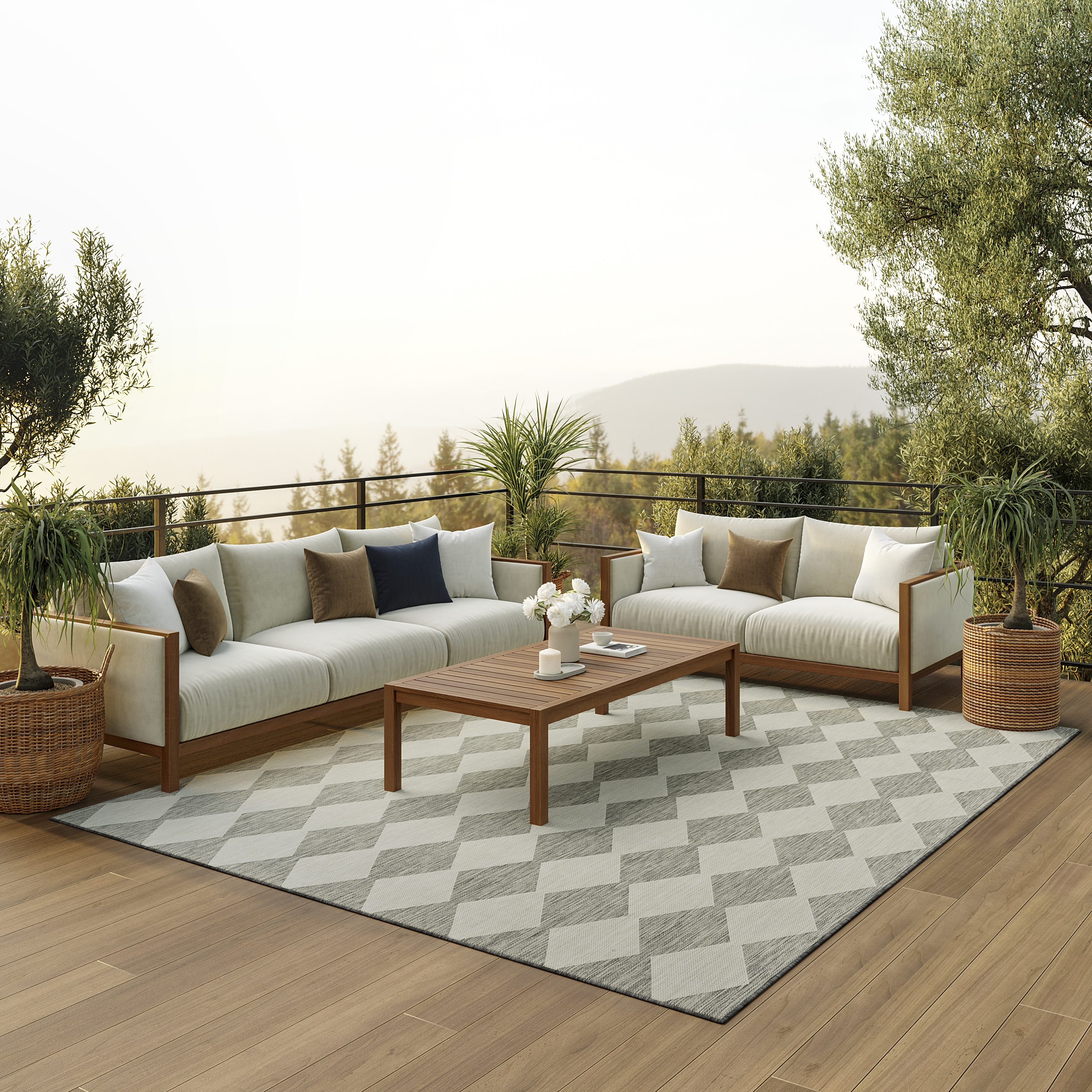 Nourison Positano 7' x 10' Light Grey Modern Rug