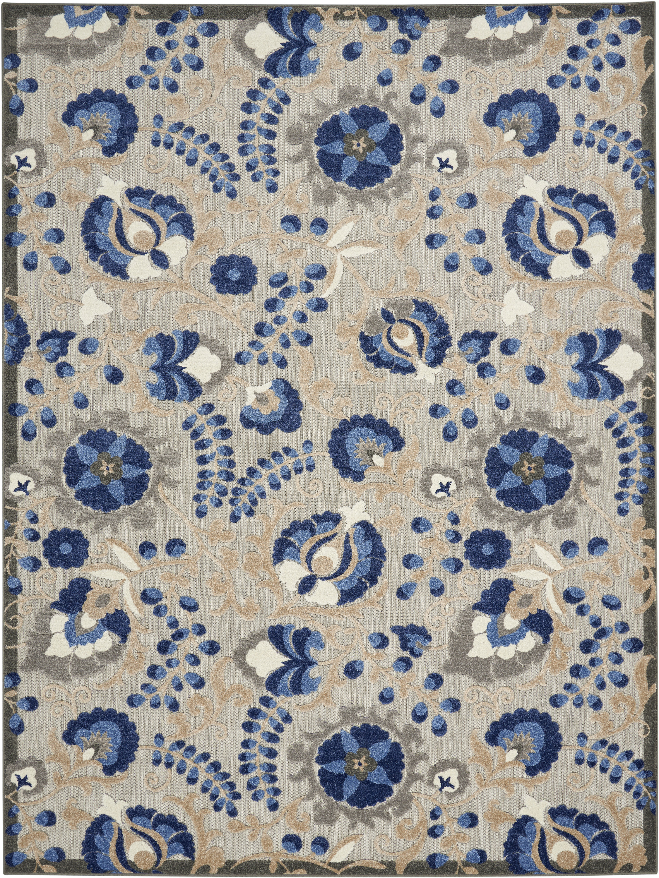 Nourison Aloha 7' x 10' Natural Blue Farmhouse Rug