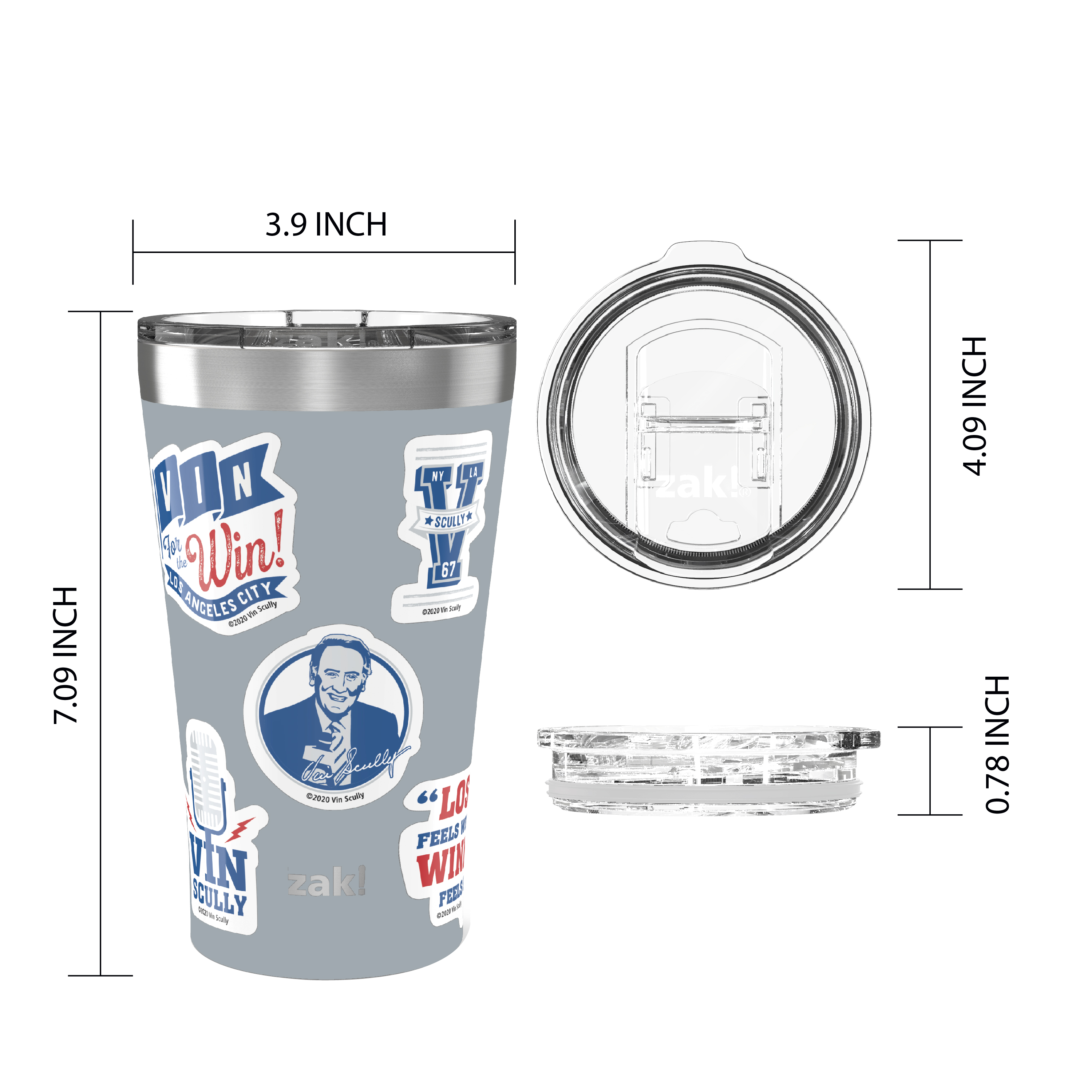Zak Hydration 20 ounce Vacuum Insulated Stainless Steel Tumbler, Vin Scully, 2-piece set slideshow image 6 Zak Hydration 20 ounce Vacuum Insulated Stainless Steel Tumbler, Vin Scully, 2-piece set slideshow image 6