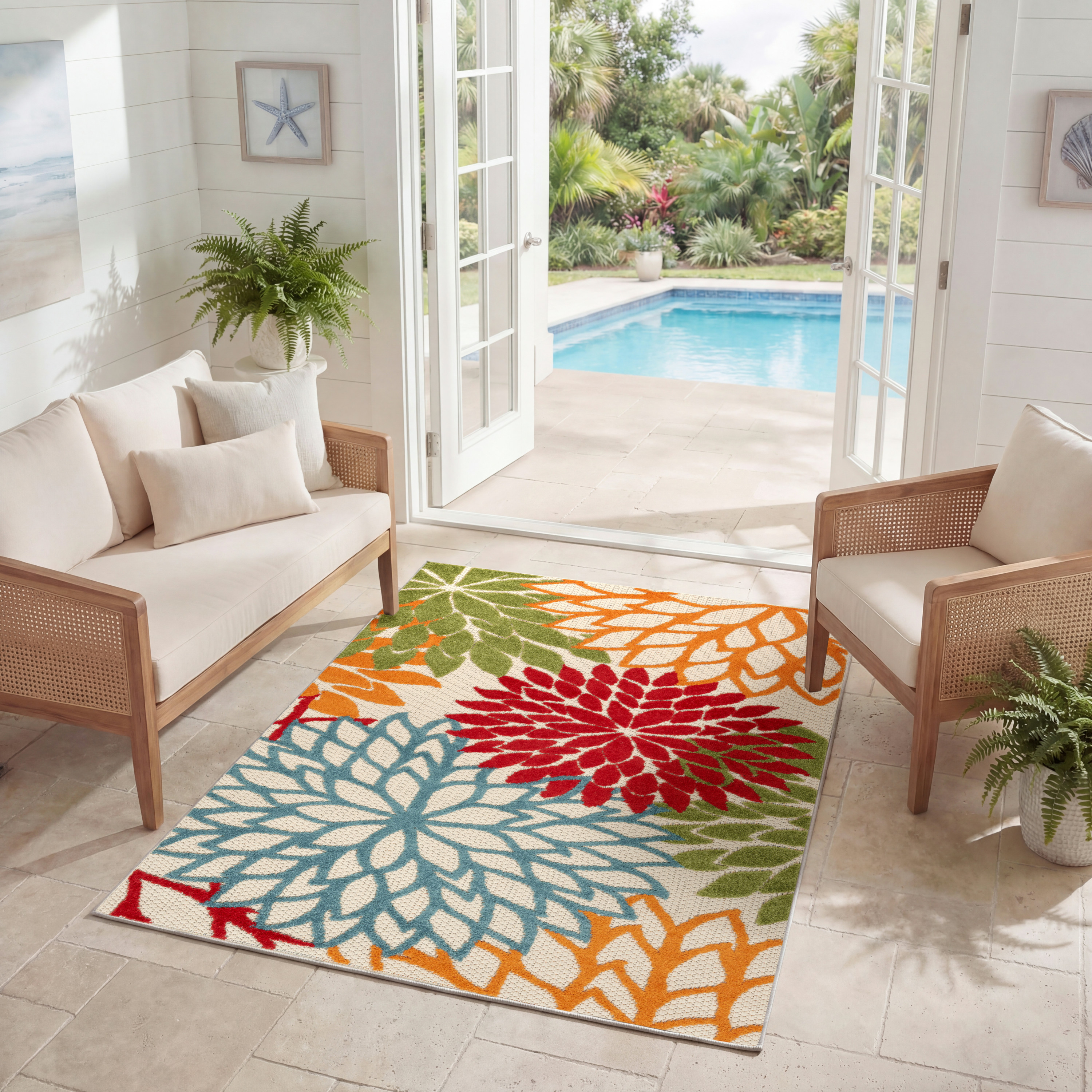 Nourison Aloha 2'8" x 4' Green Tropical Rug