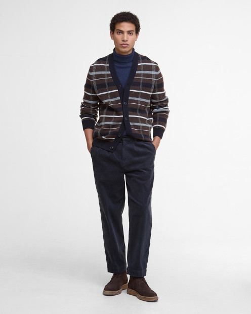 Kane Tartan Cardigan Dark Oak