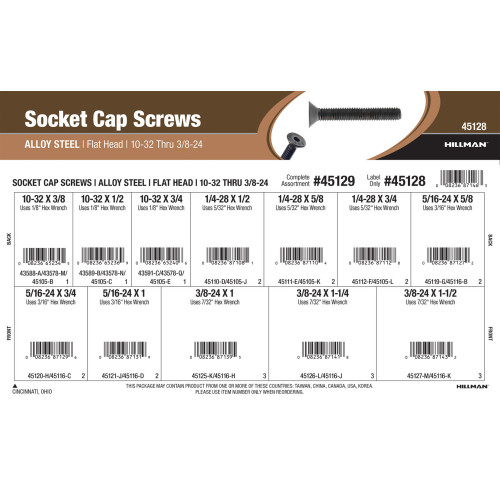 Flat-Head Socket Cap Screws Assortment (#10-32 thru 3/8