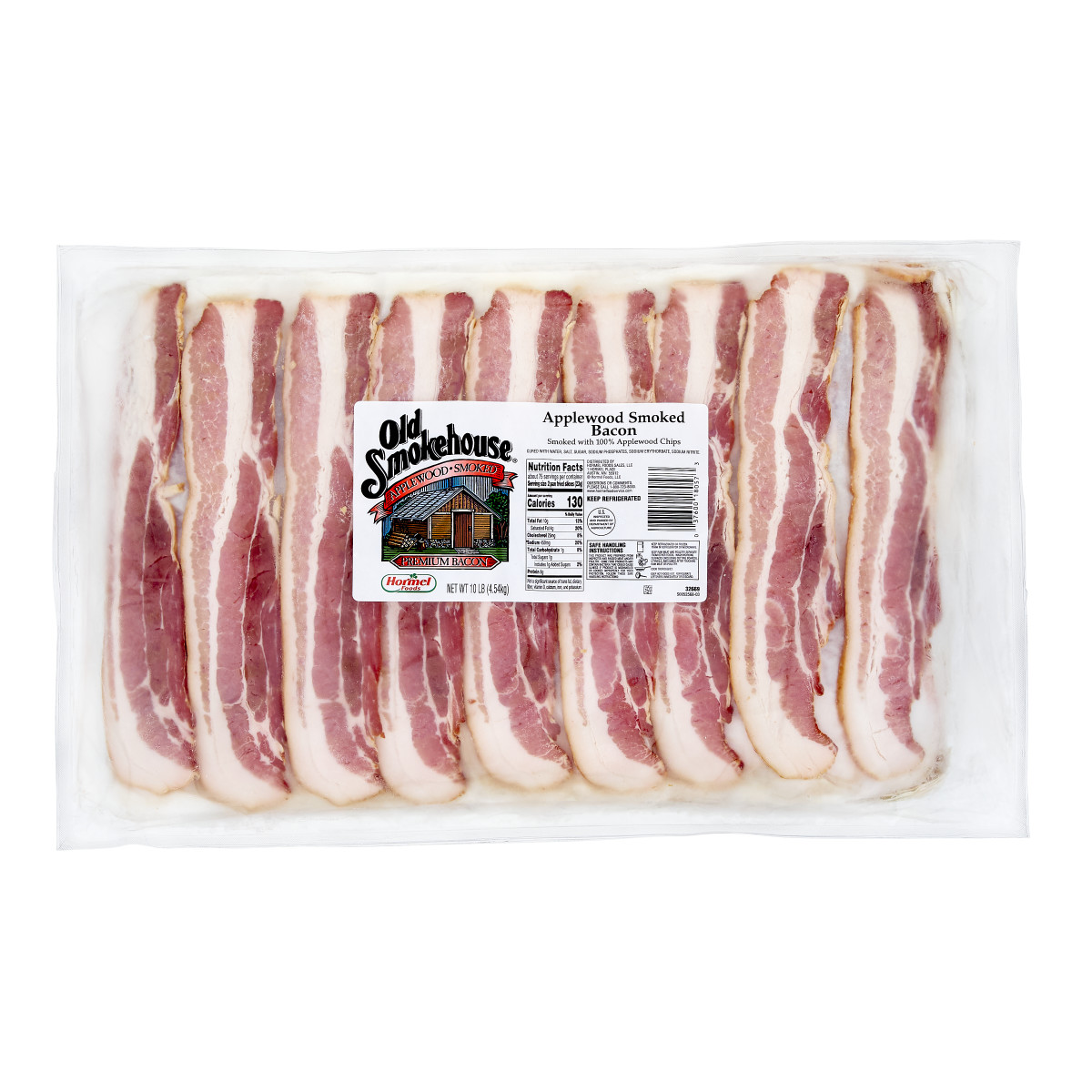 OLD SMOKEHOUSE(r) Bacon, Applewood, 13/17 slice, 2/10 lb . C1CB - Front Center Inner Pack (Hi Res)