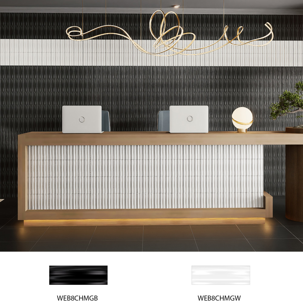 Crown Heights Maori Glossy Black 2-5/8 in. x 7-7/8 in. Ceramic Wall Tile