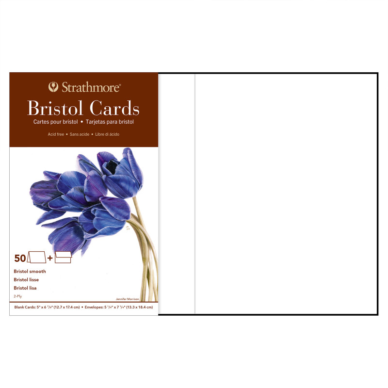 400 Series Bristol Cards & Envelopes, Full Size, 5x6.875 inch, Pack of 50