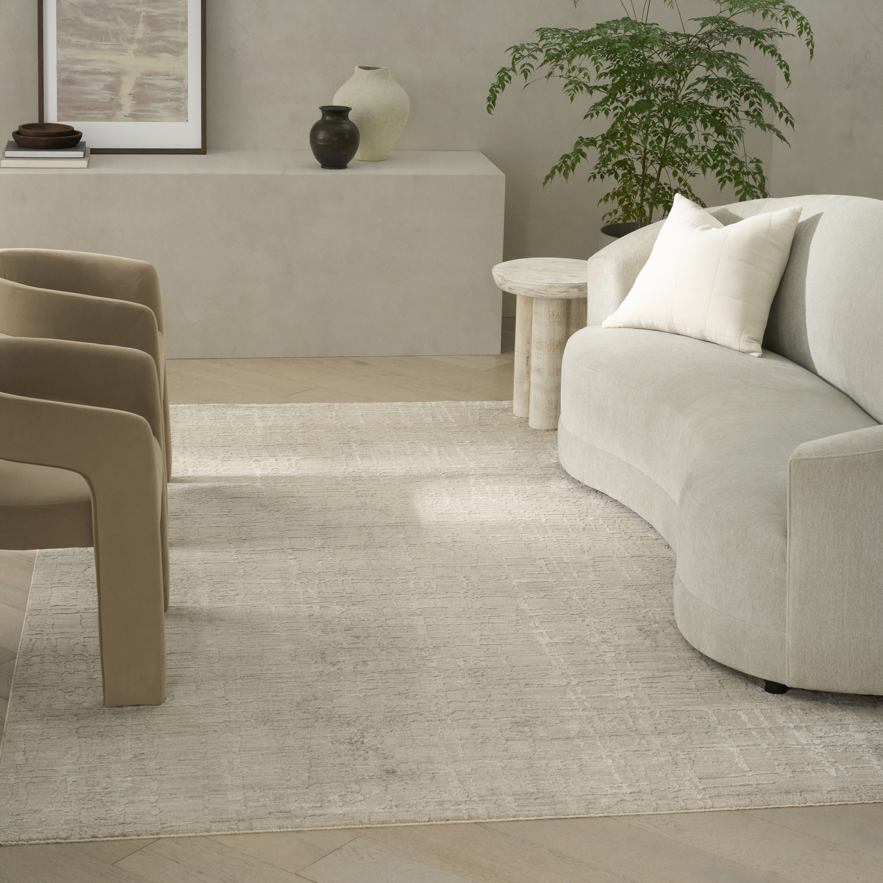 Calvin Klein CK090 Latitude 9' x 12' Ivory Beige Modern Indoor Rug