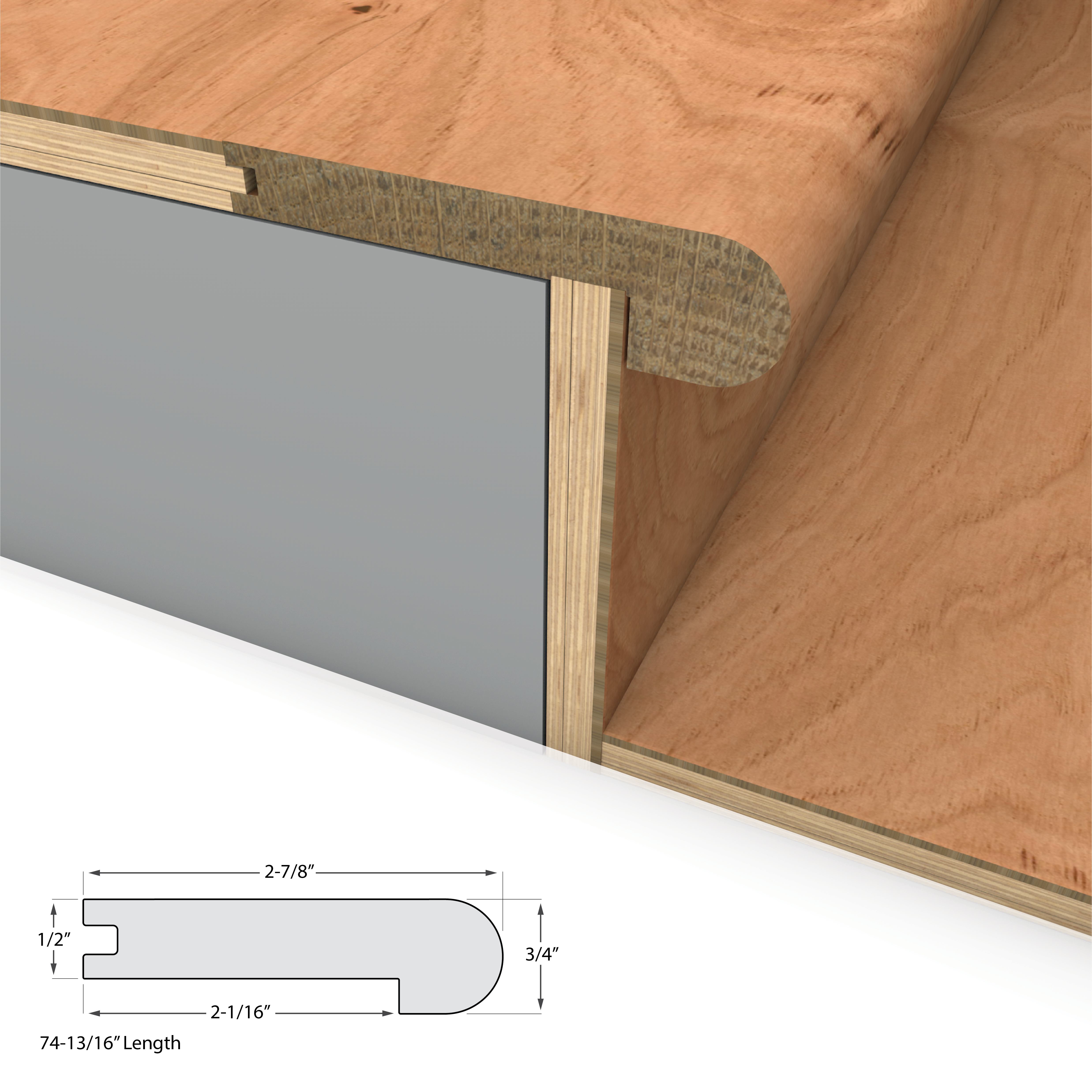 Natural Hickory Varietals Flush Stair Nosing view 2