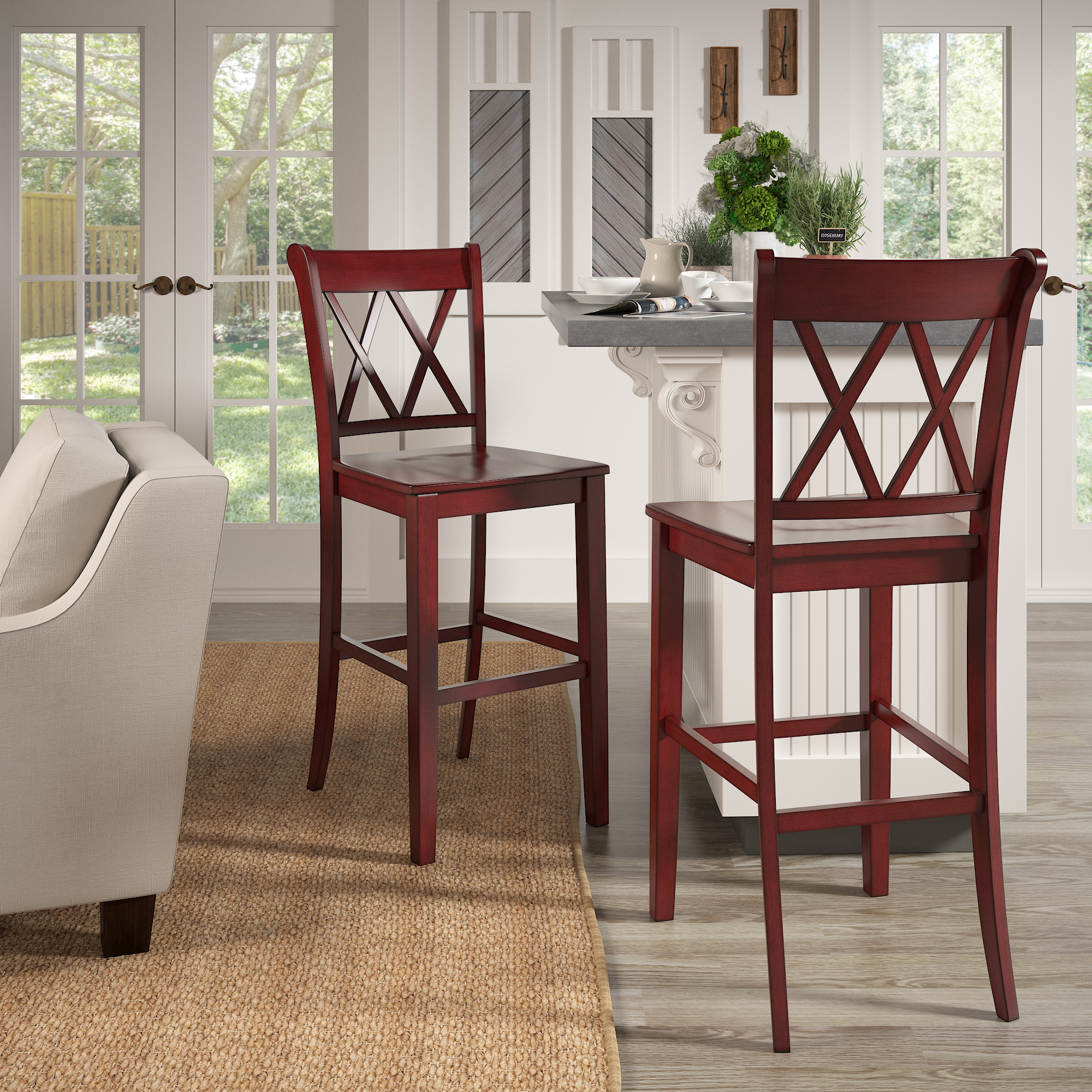 X-Back Bar Height Chairs (Set of 2)