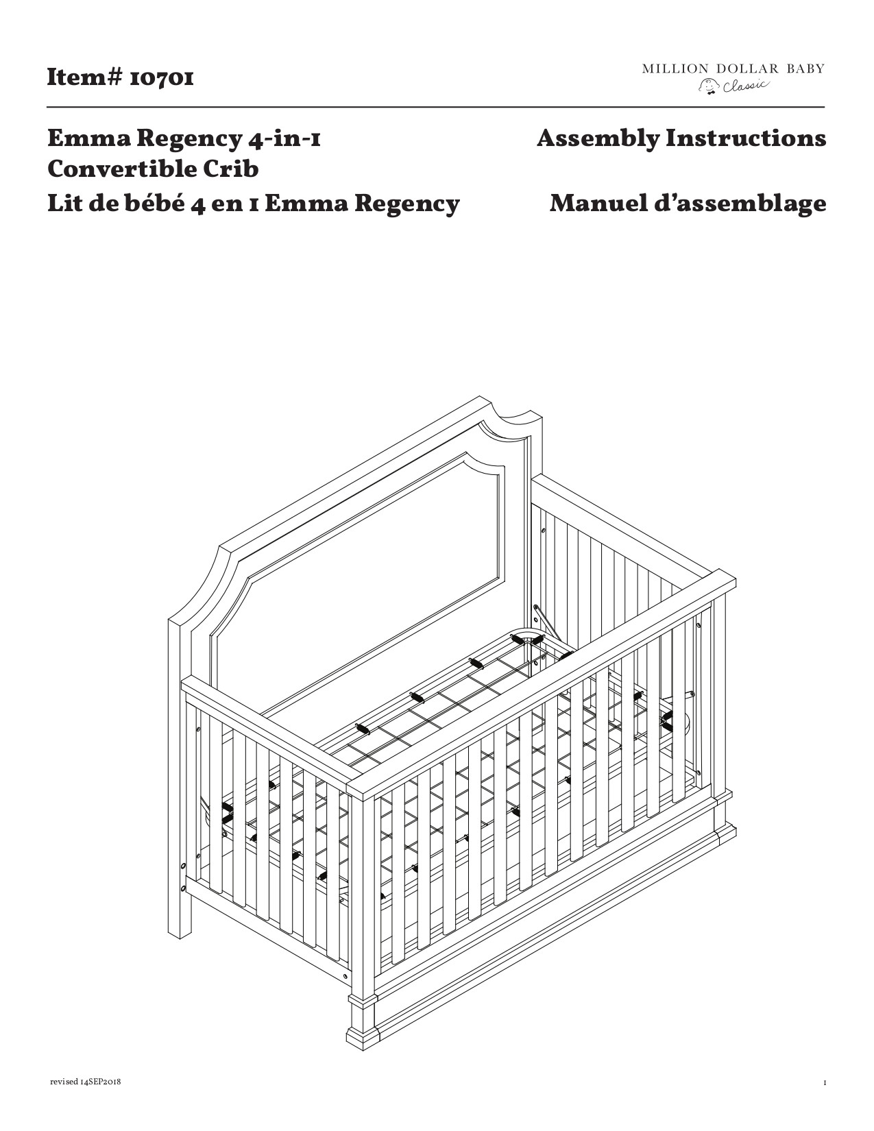 Million Dollar Baby Classic Emma Regency 4in1 Convertible Crib