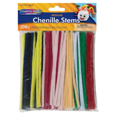 Creativity Street  Regular Stems, Assorted Colors,  6" x 4 mm, 200 Pieces