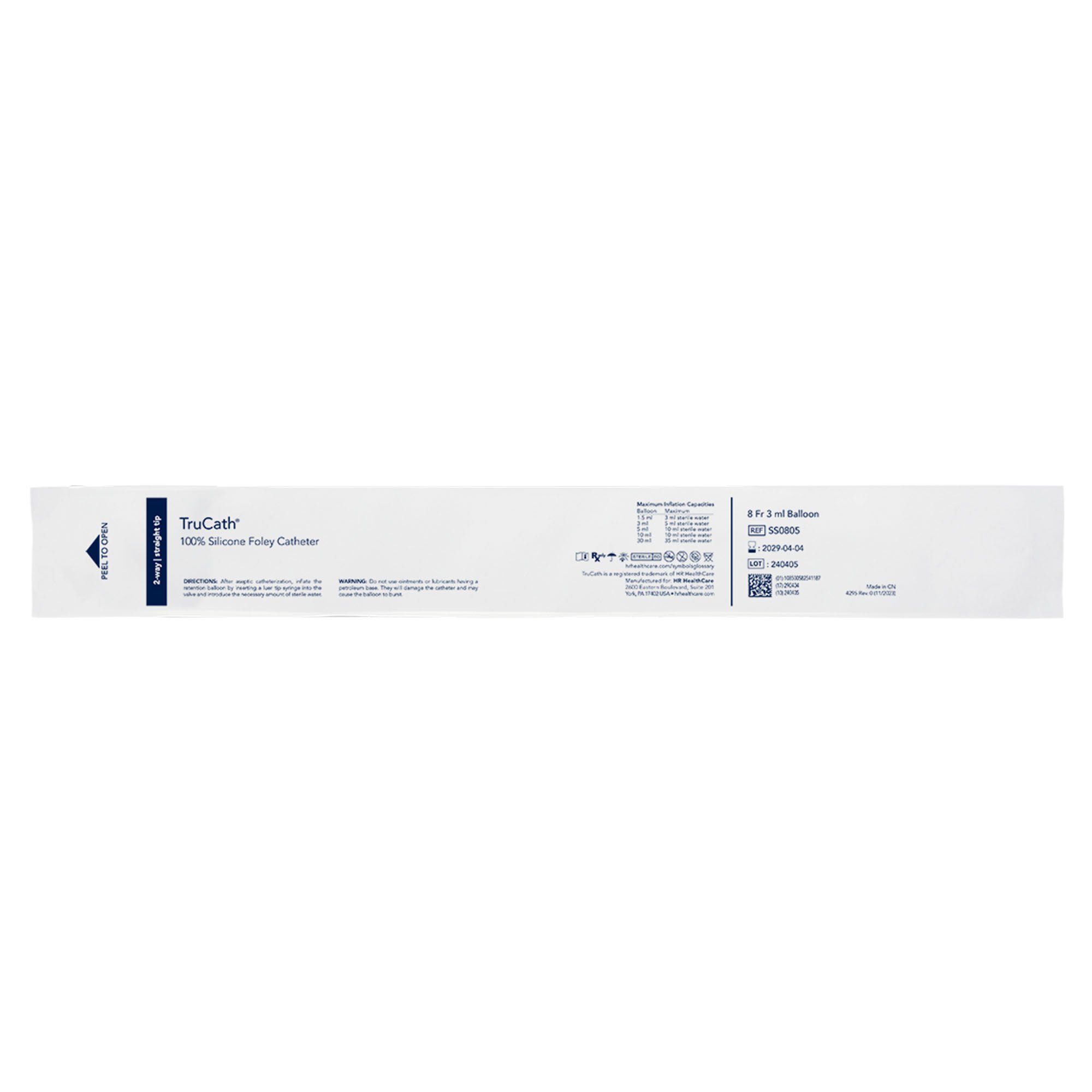 HR Healthcare CATHETER, FOLEY SIL PED 2-WAY W/3ML BALLOON 8FR (12/CS)