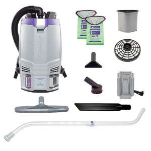 ProTeam, GoFit 6 Cordless 8Ah w/ Xover Performance Telescoping Wand Tool Kit, 14", Backpack Vacuum