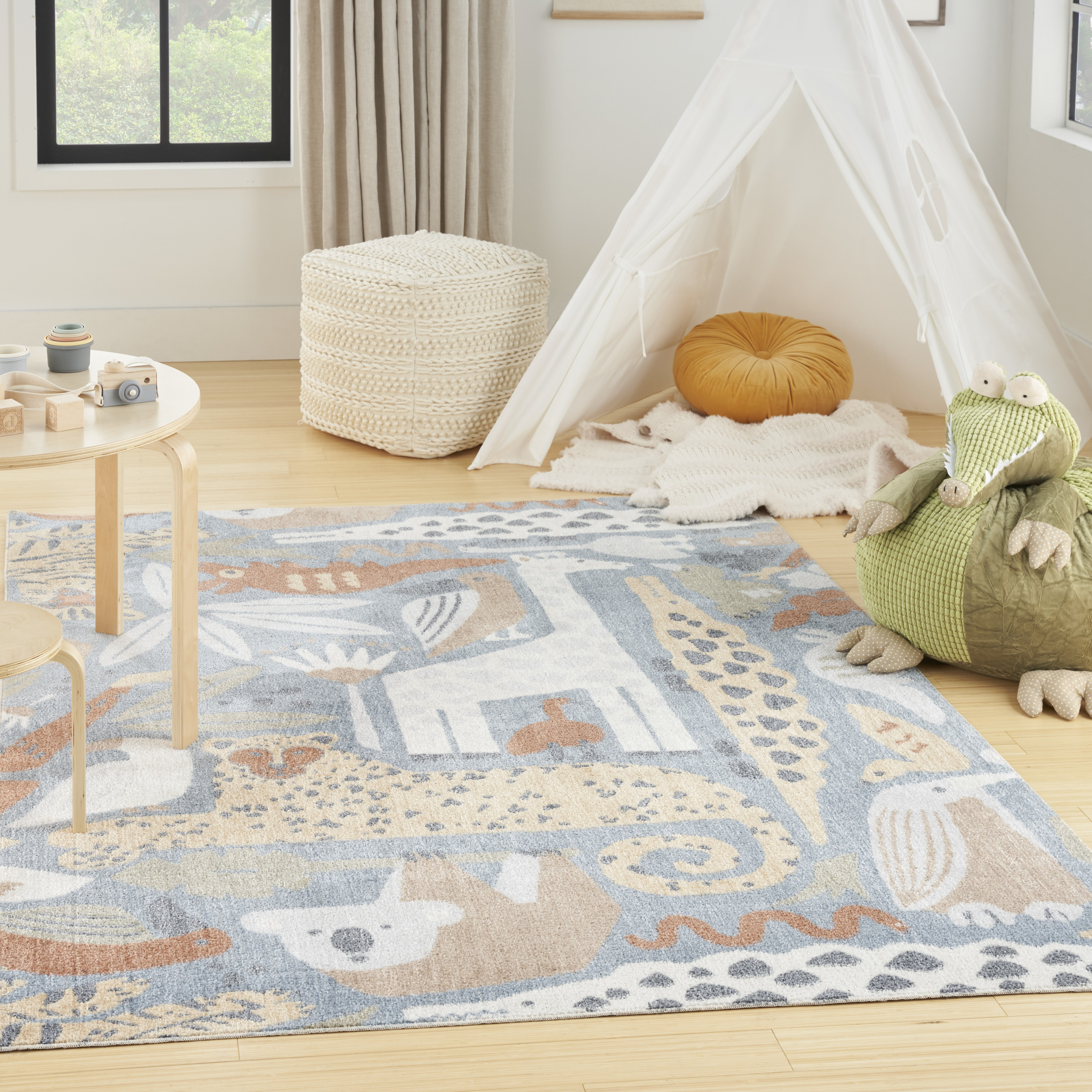 Nourison Astra Machine Washable 5'3" x 7' Multicolor Kids Indoor Rug