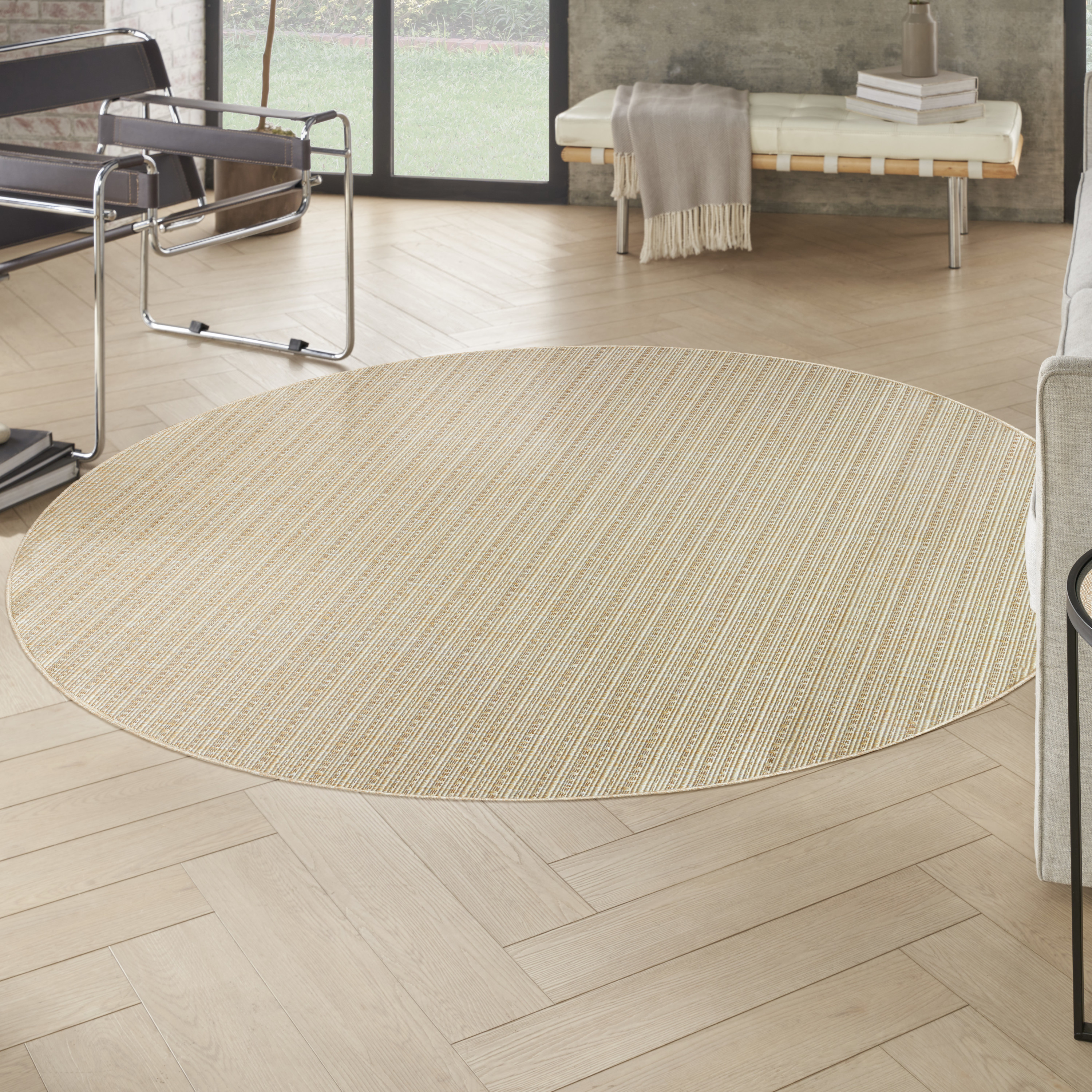 Nourison Tulum 8' x Round Cream Outdoor Rug