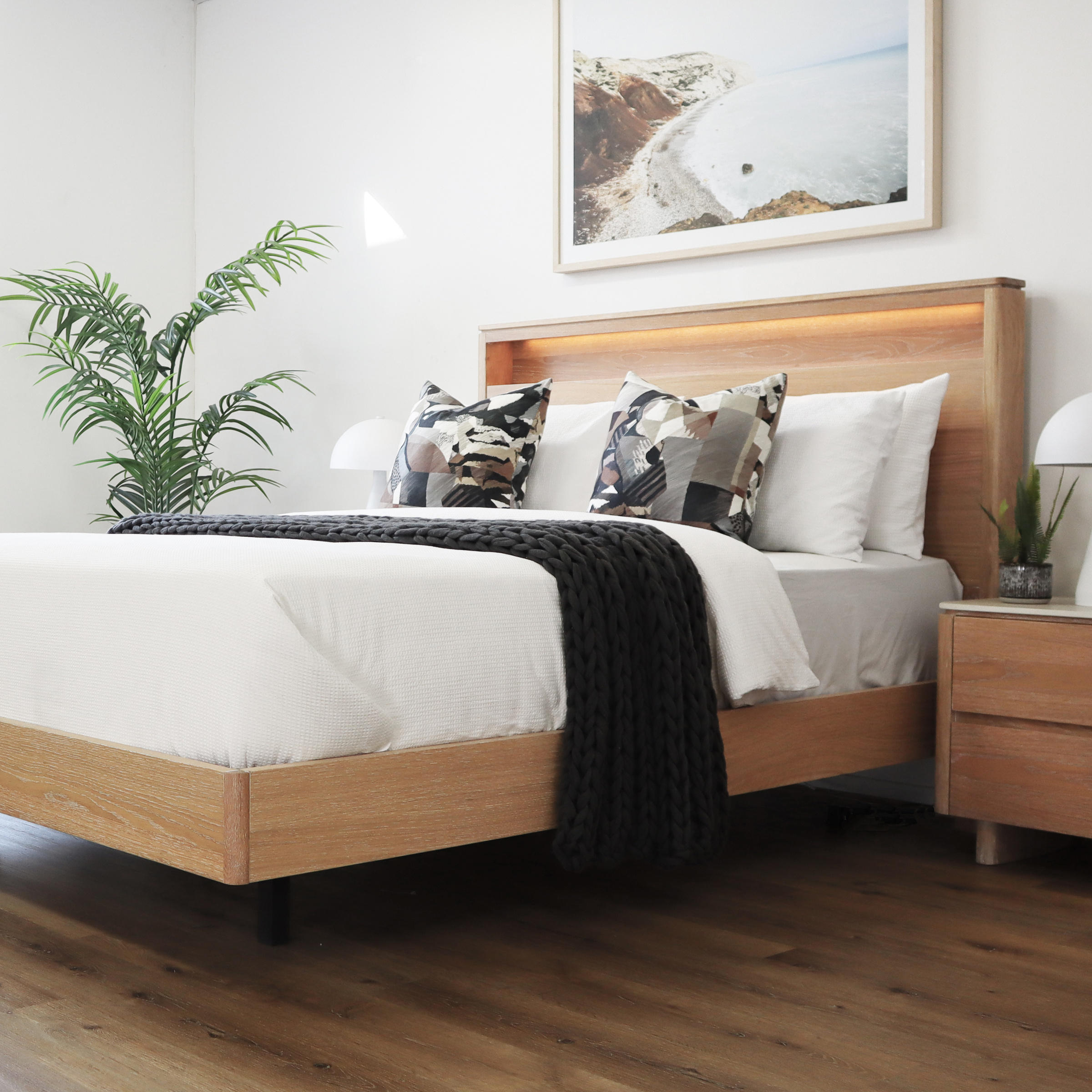 Lifestyle image of the  Azure Bed Frame, Natural from Forty Winks
