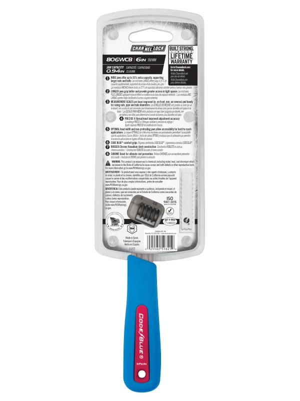 806WCB 6-inch CODE BLUE® Adjustable Wrench