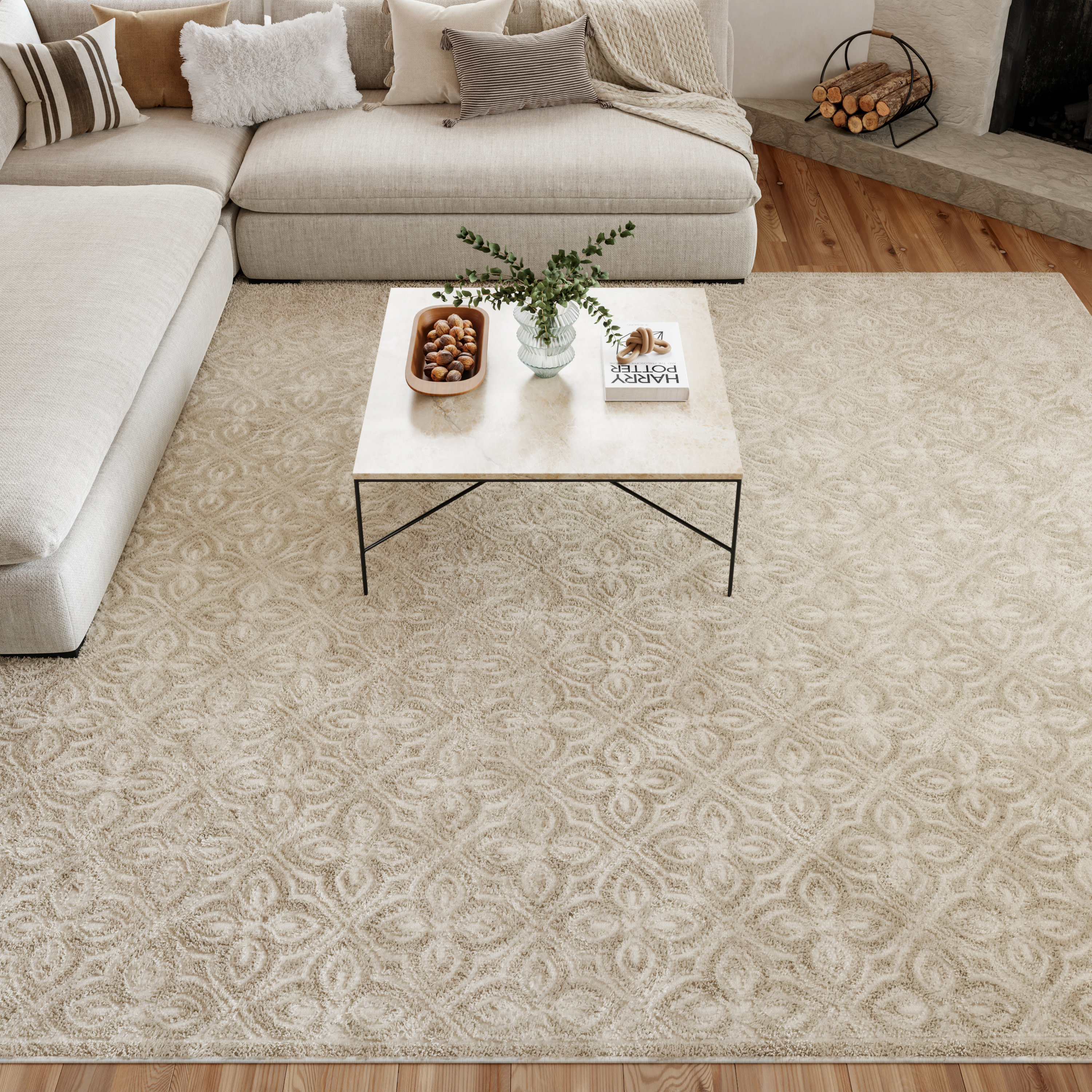 Nourison Washable Charm 8' x 10' Silver Ivory Contemporary Indoor Rug