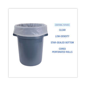 Boardwalk,  LLDPE Industrial Drum Liner, 60 gal Capacity, 38 in Wide, 63 in High, 2.7 Mils Thick, Clear