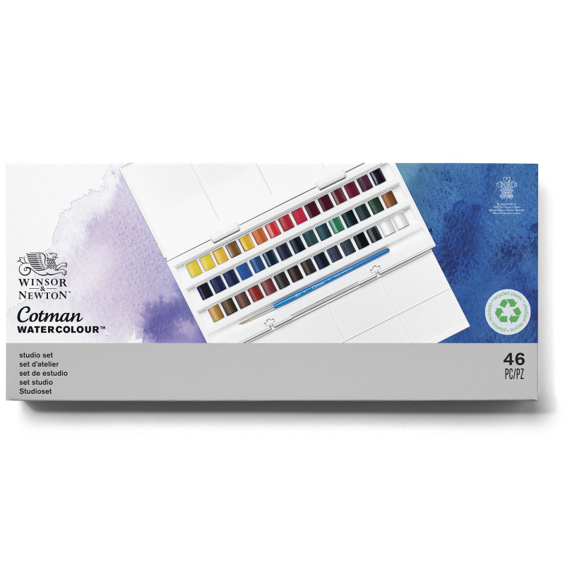 Cotman Watercolor Half Pan Studio Set, 40 Colors