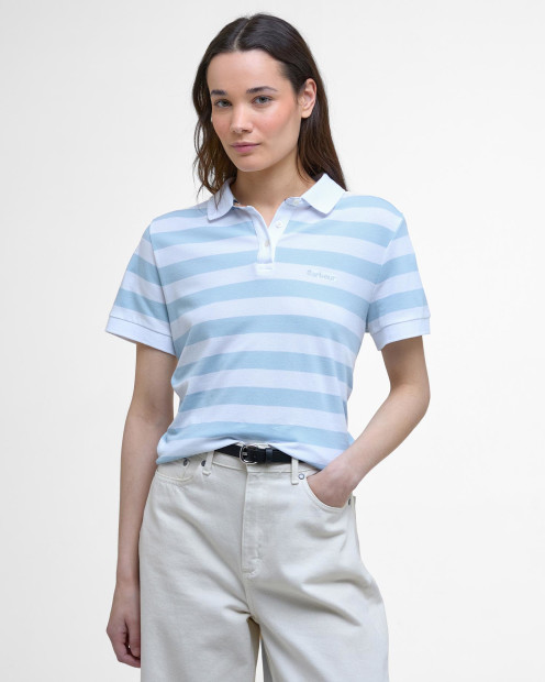 Ashbourne Striped Polo Shirt Breeze Blue/White