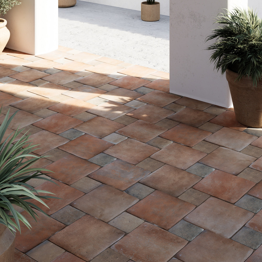 Benisa Marelle Cotto with Teja Taco 11-7/8 in. x 17-3/4 in. Porcelain Floor and Wall Tile