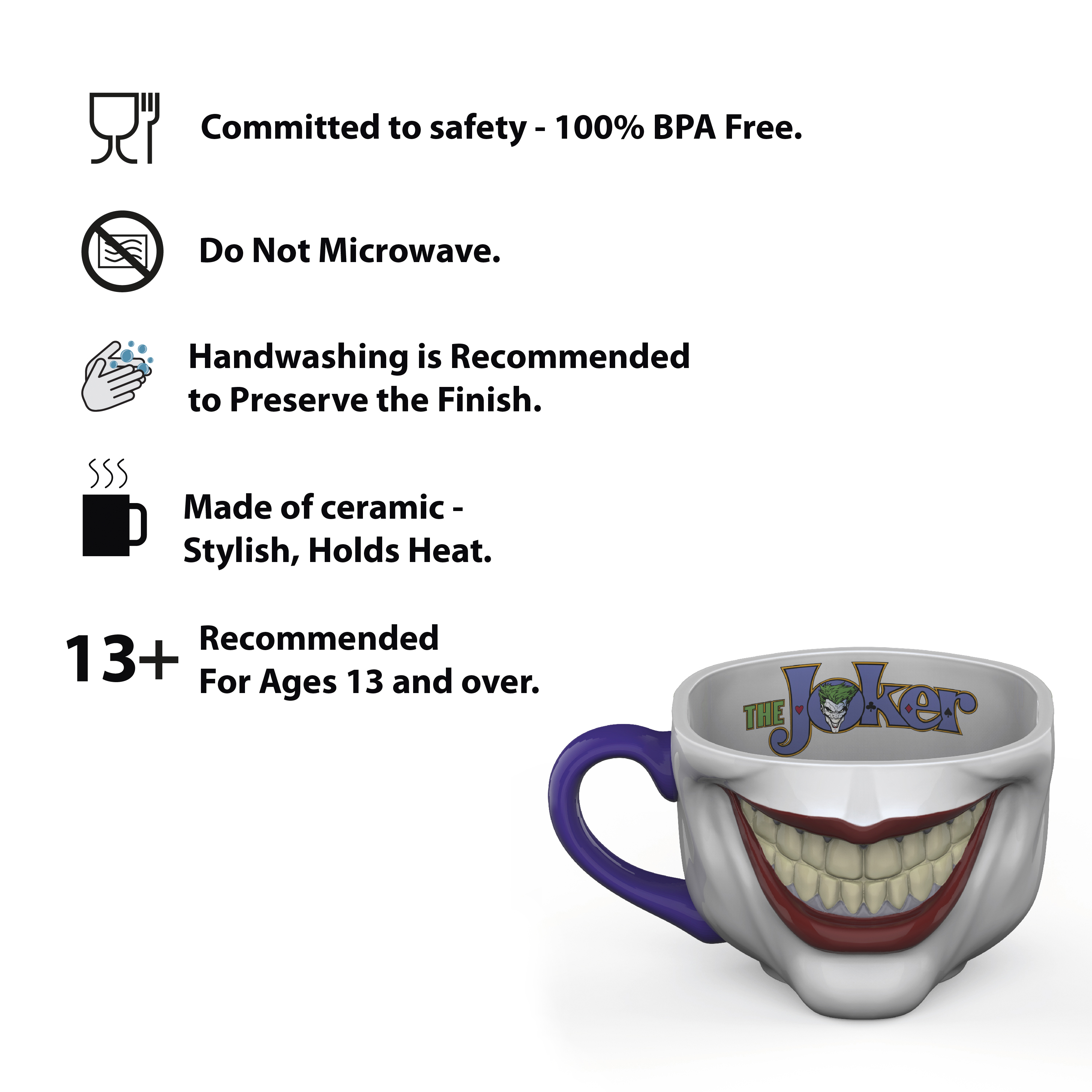 DC Comics Ceramic Coffee Mug, The Joker slideshow image 7 DC Comics Ceramic Coffee Mug, The Joker slideshow image 7