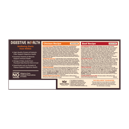 Wellness CORE Digestive Health Chicken & Beef back packaging