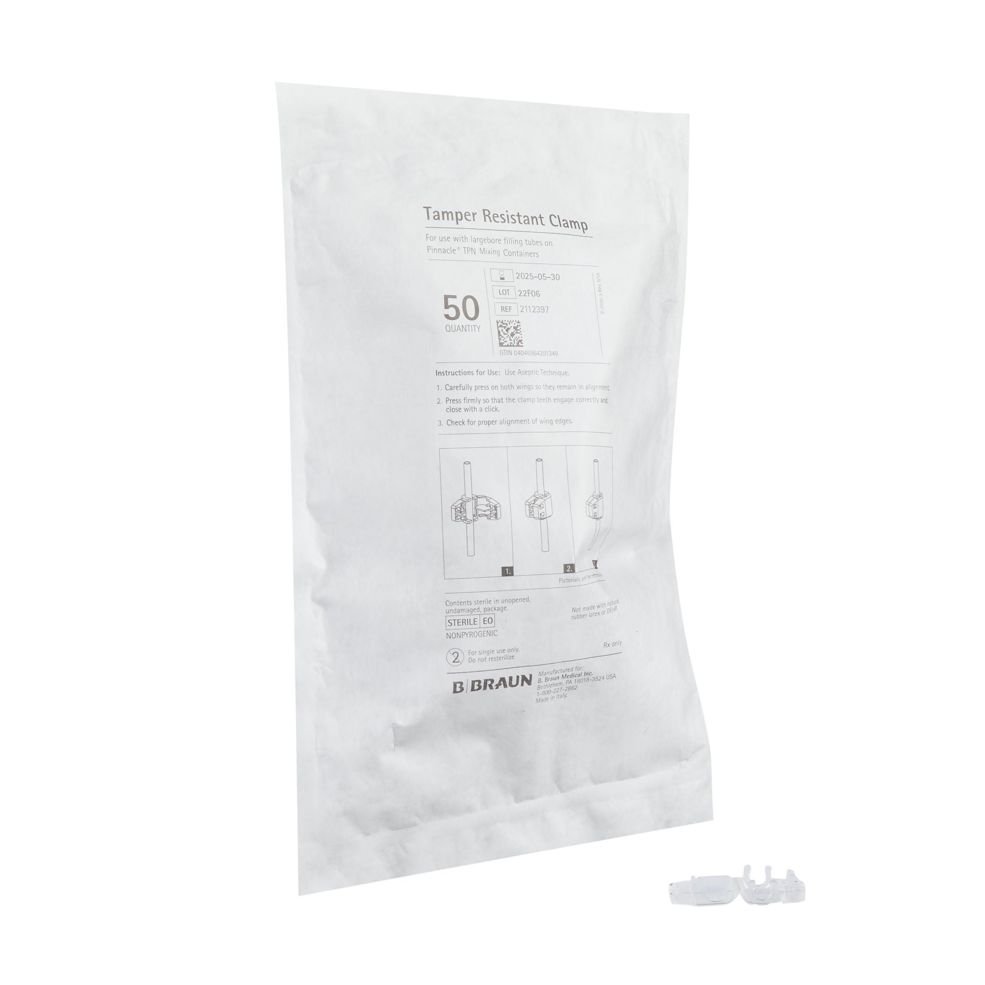 B. Braun CLAMP, TAMPER RESISTANT F/TPN BAG STR (50/PK 10PK/CS)