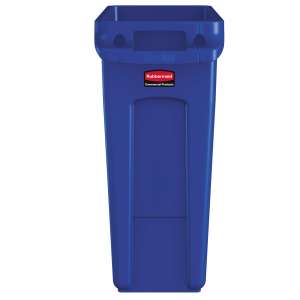 Rubbermaid Commercial, Vented Slim Jim, 16 gal, Resin, Blue, Rectangle, Receptacle