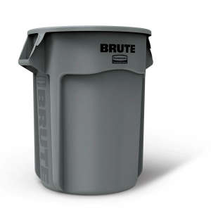 Rubbermaid Commercial, VENTED BRUTE®, 55gal, Resin, Gray, Round, Receptacle