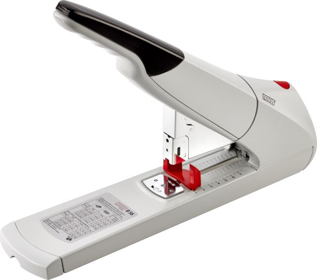 High capacity stapler with adjustable depth guide to easily staple up to 210 sheets.