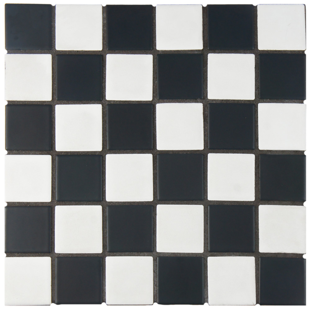 Squire Quad Matte Checkerboard 12-1/2 in. x 12-1/2 in. Porcelain Mosaic ...