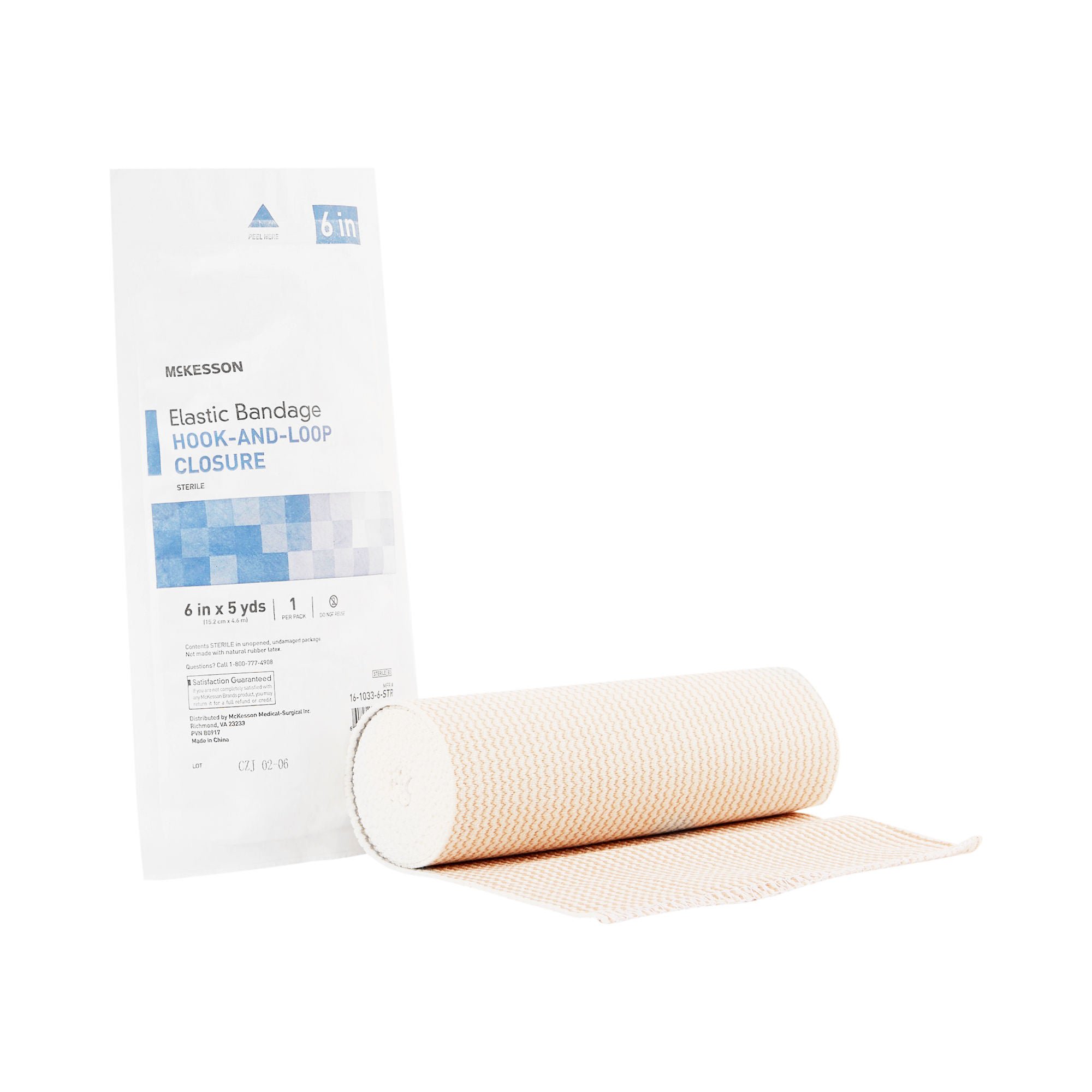 McKesson hook-and-loop closure Elastic Bandage, 6 Inch x 5 Yard