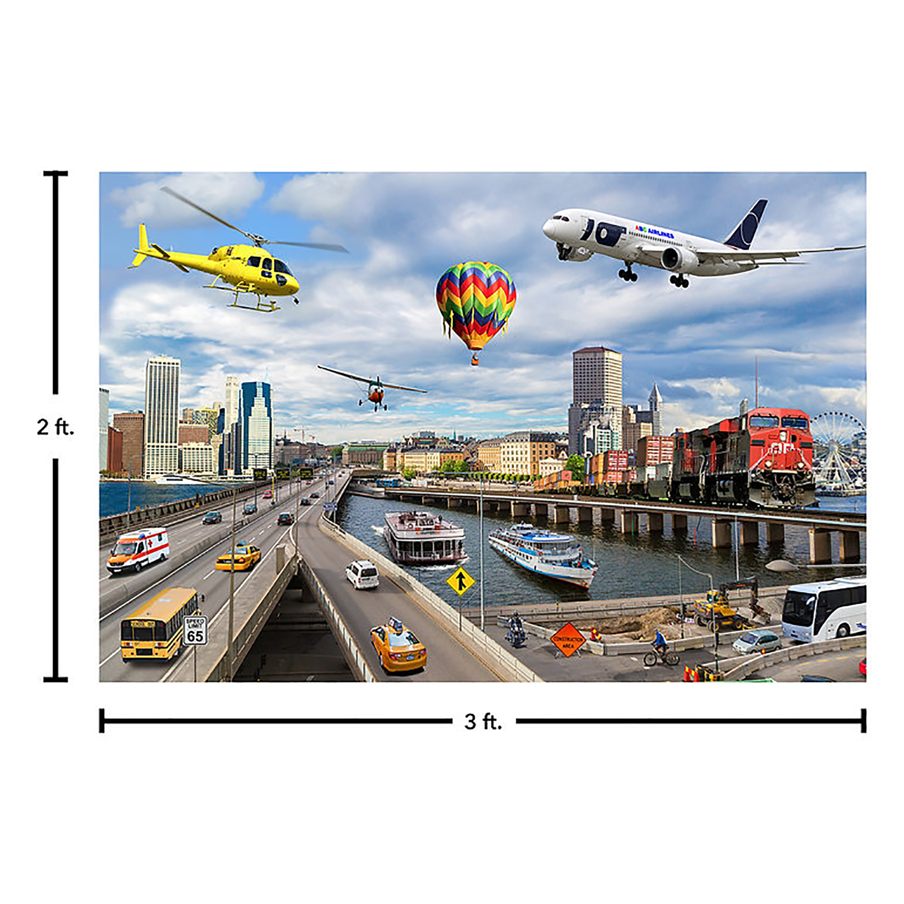 MOJO On-the-Go Transportation Jumbo Photographic Floor Puzzle image number null