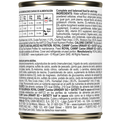 Urinary SO + Satiety Loaf in Sauce Canned Dog Food