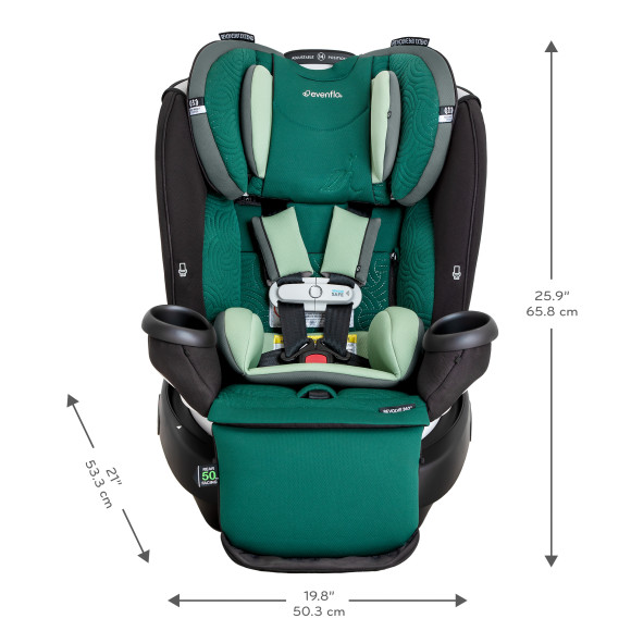 Revolve360 Extend All-in-One Rotational Car Seat with Green & Gentle Fabric Support Specifications