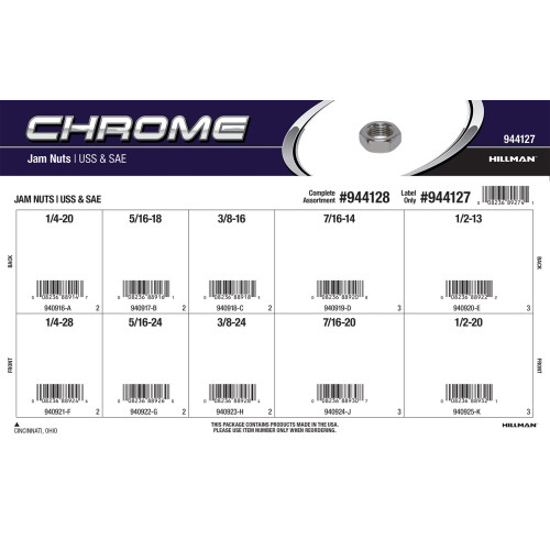 Chrome Jam Nuts Assortment (USS Coarse & SAE Fine)