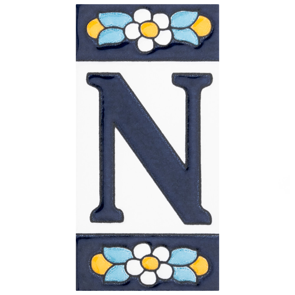 Sevillano Flora Address Letters N 2-1/8 in. x 4-3/8 in. Ceramic Wall Trim