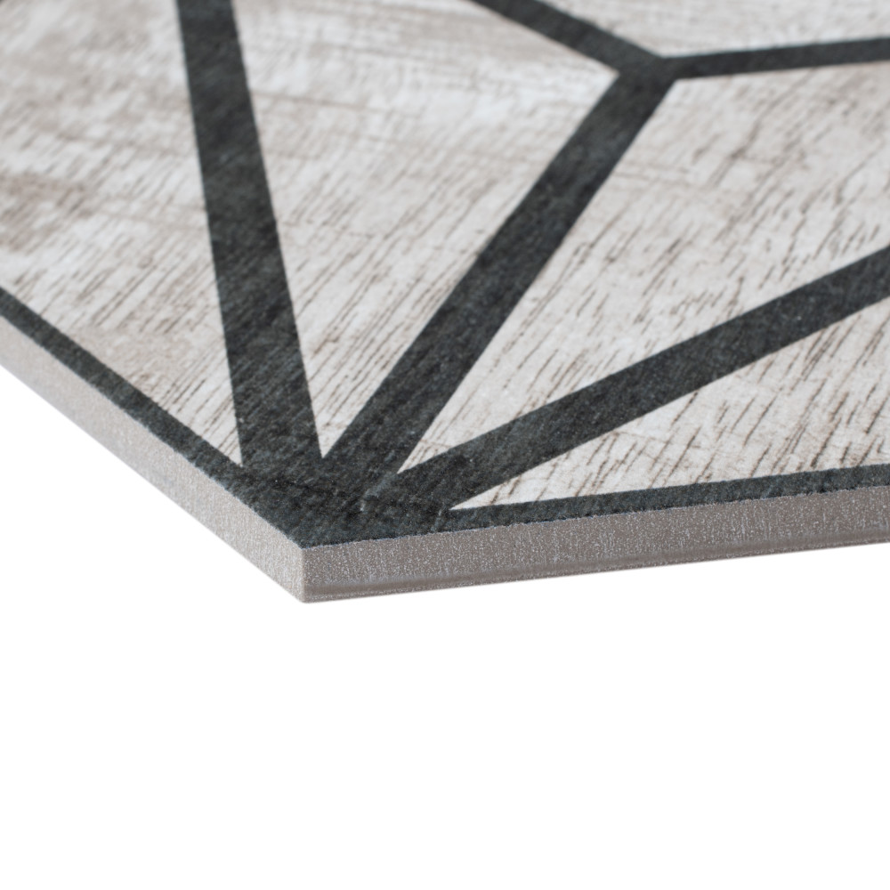 Sawnwood Tribeka Hex Grey 8-5/8 in. x 9-7/8 in. Porcelain Floor and Wall Tile