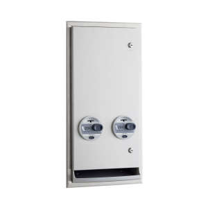 Bobrick, ClassicSeries®, Recessed Napkin-Tampon Dispenser, 25¢ Operation, Satin Finish