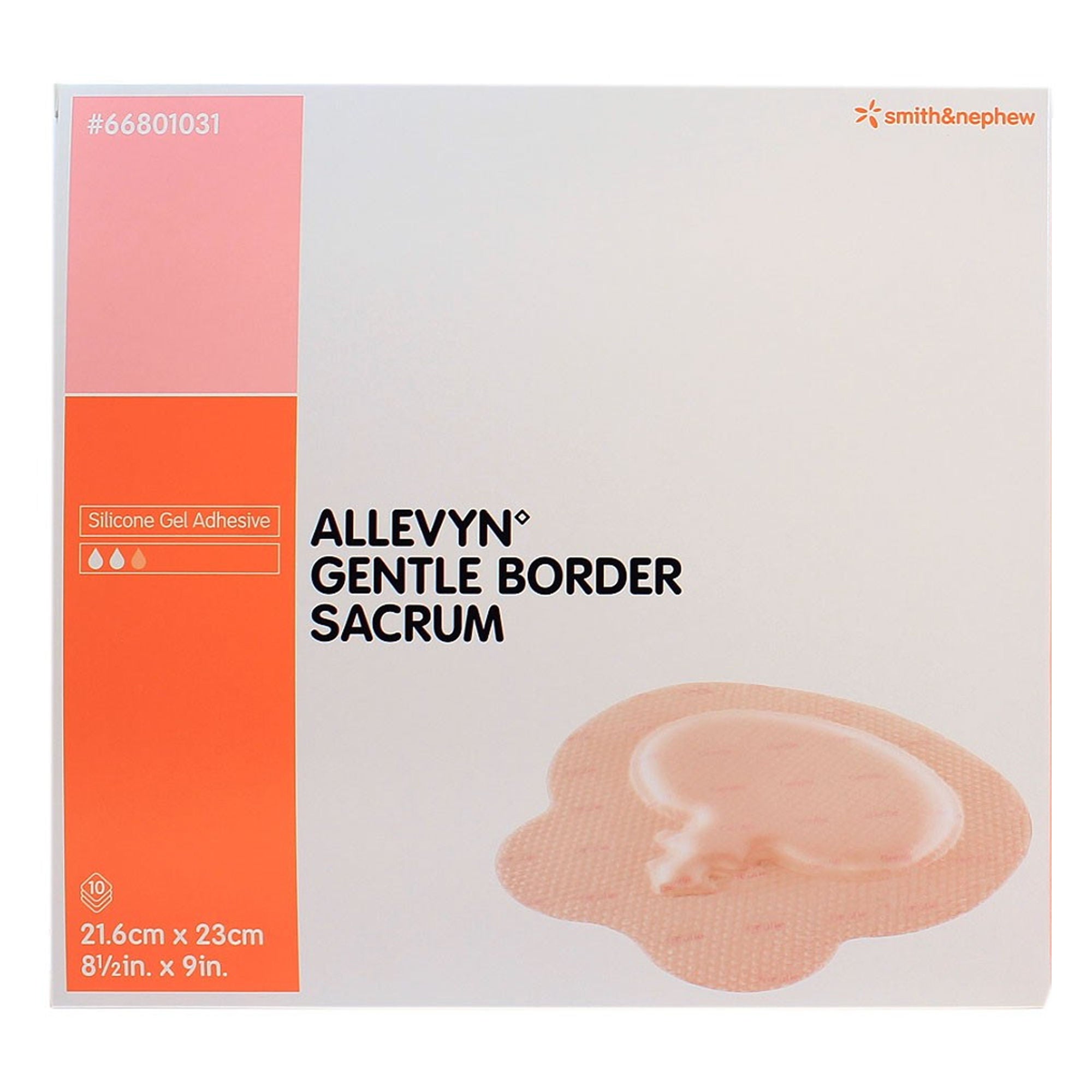 Allevyn Gentle Border Silicone Gel Adhesive, Pink, 8.5 x 9 Inch