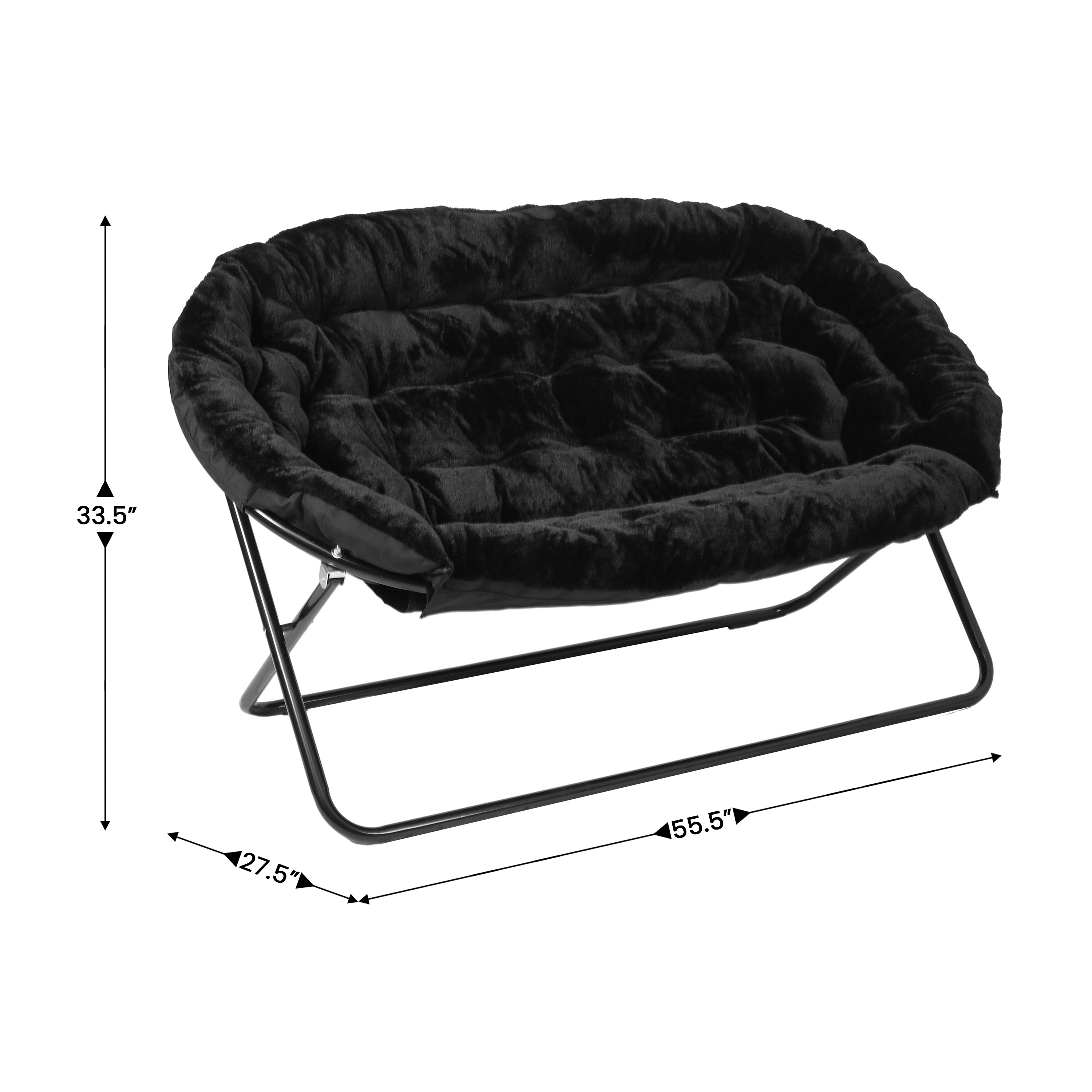 Janey Folding Double Saucer Chair in Gray Faux Fur with a Soft Gold Steel Fra... - Picture 39 of 47