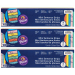 Pacon&reg; Mini Sentence Strips, 5 Assorted Colors, 1-1/2" x 3/4" Ruled, 3" x 12", 100 Per Pack, 3 Packs PAC73560-3