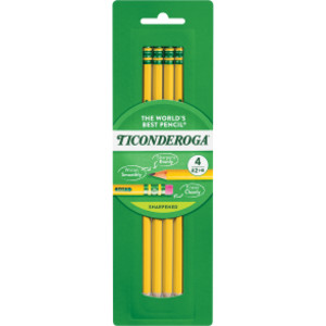 Wooden #2 Pencils, Yellow, Pre-Sharpened, 4 Count