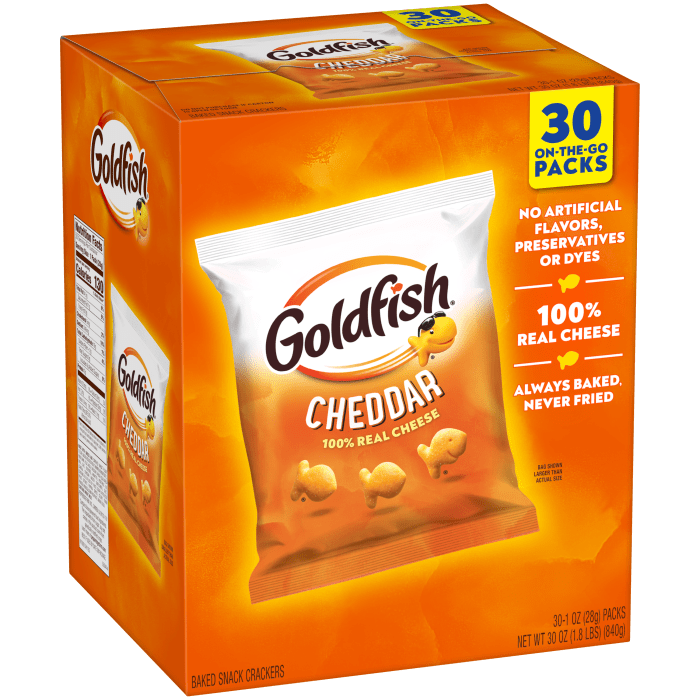 Goldfish® Cheddar Crackers, 30 count box, 1 oz, bag - Left Angle Image