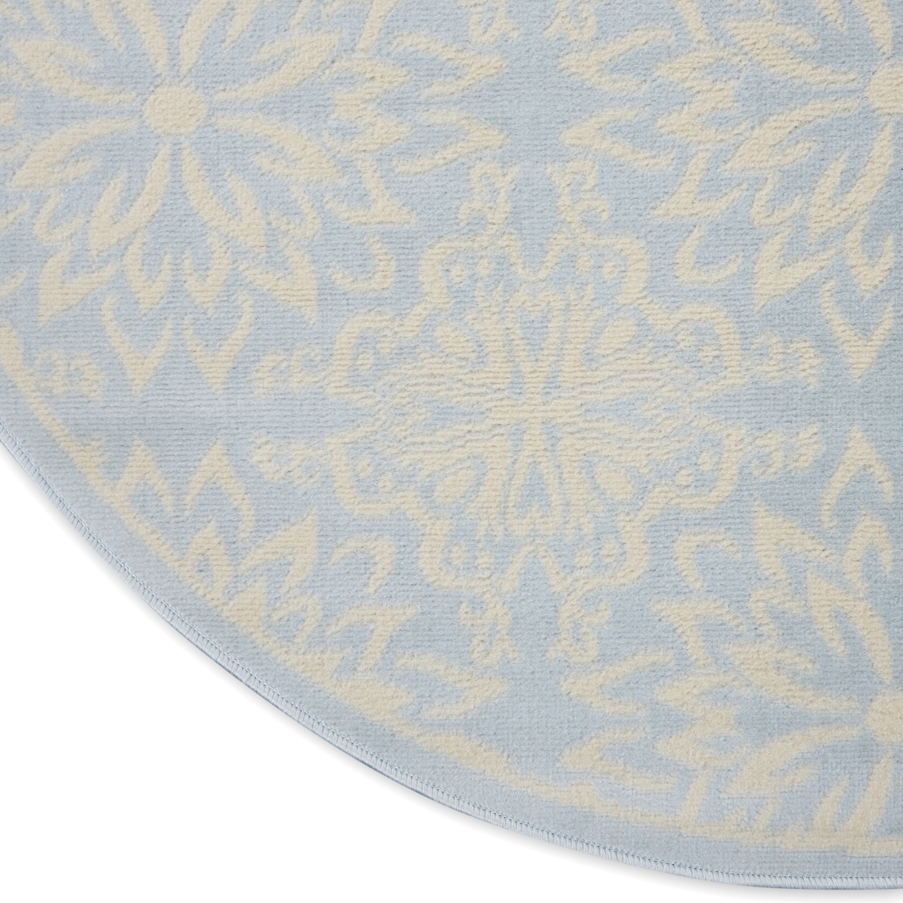 Nourison Jubilant 5'3" x Round Ivory Light Blue Farmhouse Indoor Rug